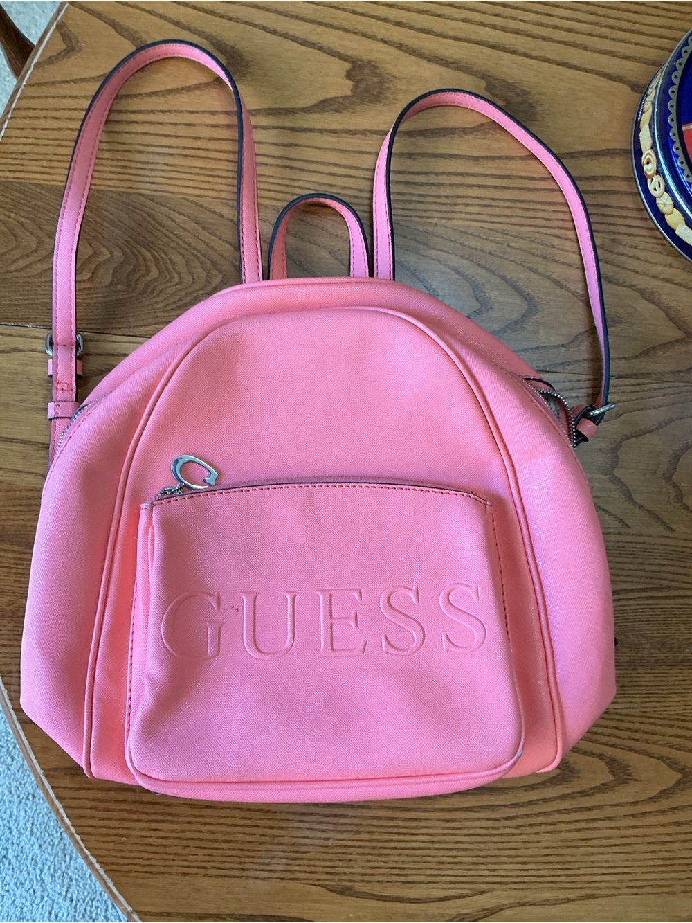GUESS Pink Backpack with Front Embossed Logo - Picture 6 of 7